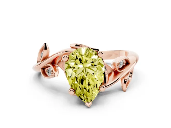 Pear-Shaped Twisted Bypass Engagement Ring Setting for a Fancy Yellow Lab-Grown Diamond | Rose Gold