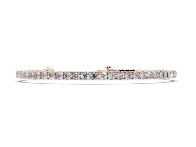 Round Lab-Grown Diamond Slim Tennis Bracelet | Box Clasp with Safety Latch | Rose Gold