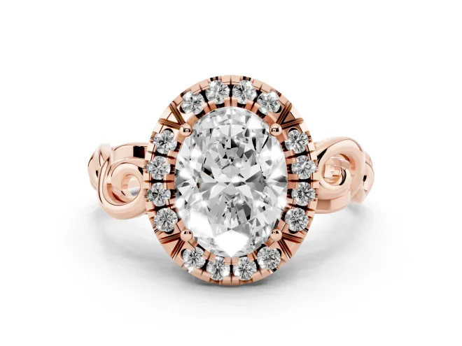 Oval Vintage Filigree Halo Engagement Ring Setting | Scroll Shoulders | Rose Gold