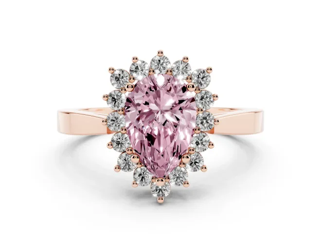 Pear-Shaped Scalloped Halo Engagement Ring Setting for a Fancy Pink Lab-Grown Diamond | Rose Gold