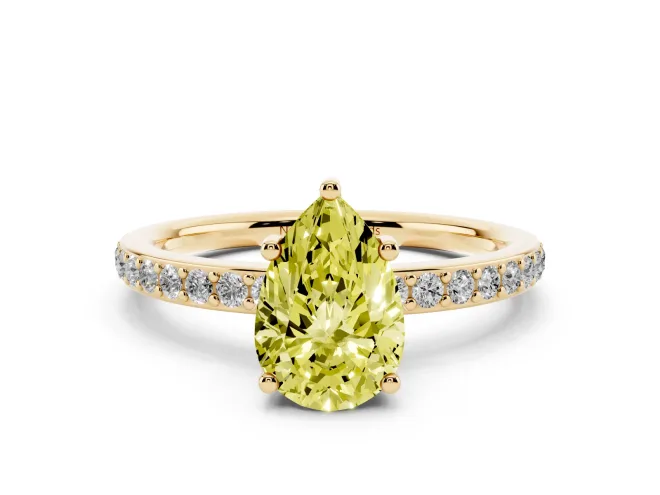 Pear-Shaped Hidden Halo Engagement Ring Setting for a Fancy Yellow Lab-Grown Diamond | Yellow Gold