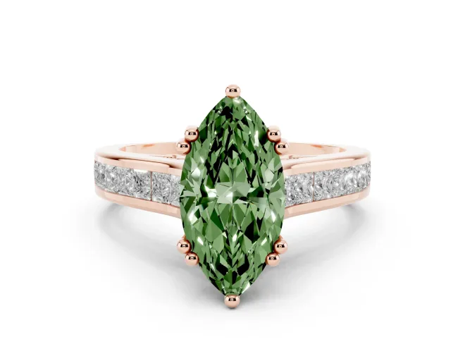 Marquise Channel Engagement Ring Setting for a Fancy Green Lab-Grown Diamond | Rose Gold - Design NV-24671