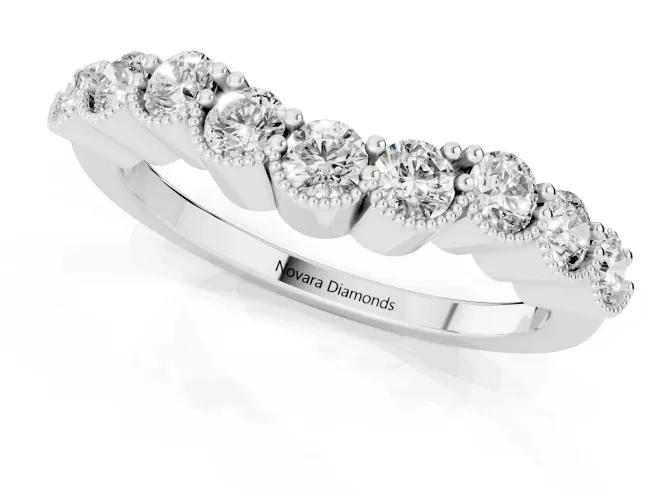 Round Diamond Bezel Half Eternity Band Set in Platinum with Plain Lower Shank – second view