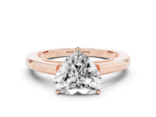Heart-Shaped Solitaire Engagement Ring Setting | Stepped Flat Band | Rose Gold
