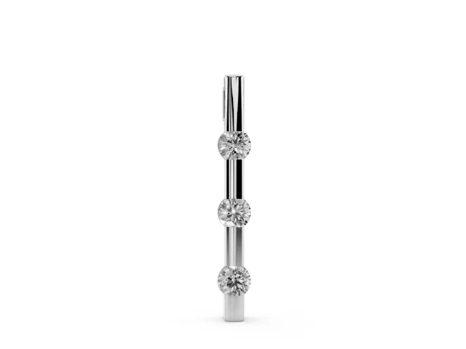 Round Lab-Grown Diamond Three-Stone Vertical Bar Pendant Necklace | Evenly Spaced | White Gold