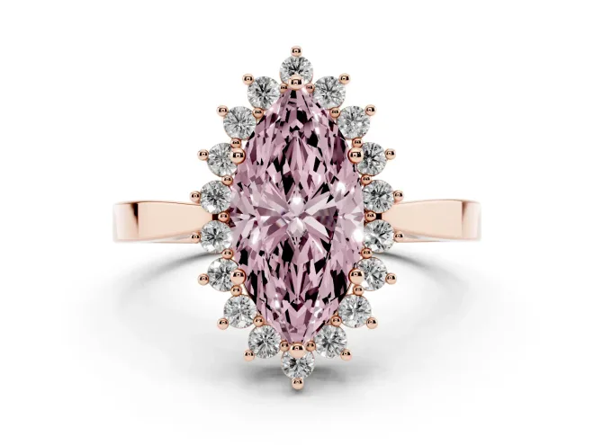 Marquise Scalloped Halo Engagement Ring Setting for a Fancy Pink Lab-Grown Diamond | Rose Gold