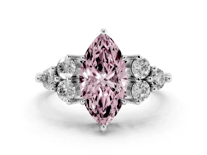 Marquise Cluster Side Stone Engagement Ring Setting for a Fancy Pink Lab-Grown Diamond | Platinum
