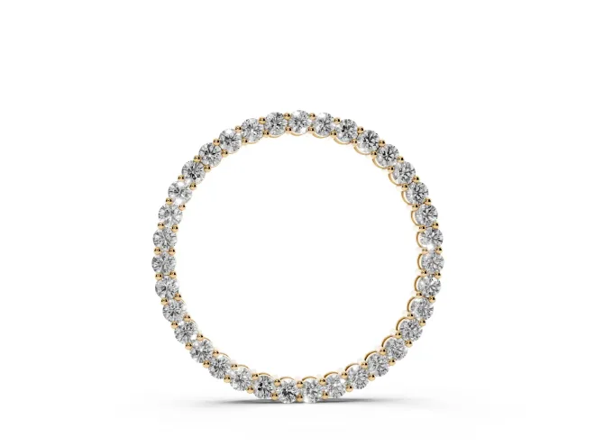 Round Lab-Grown Diamond Open Eternity Circle Pendant Necklace | Shared Prongs | Yellow Gold