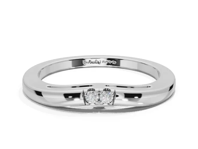 Round Lab-Grown Diamond Toi et Moi Curved Wedding Band | Side Slot Cut-Outs | Sterling Silver