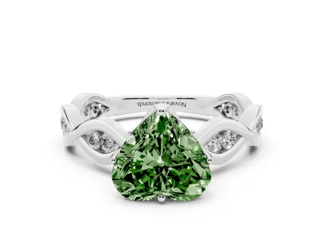 Heart-Shaped Twisted Infinity Engagement Ring Setting for a Fancy Green Lab-Grown Diamond | Sterling Silver