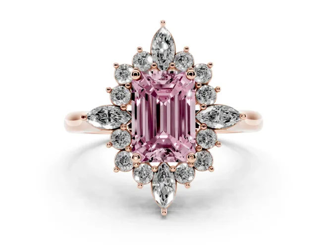 Emerald Cut Engagement Ring Setting for a Fancy Pink Lab-Grown Diamond | Rose Gold - Design NV-24790