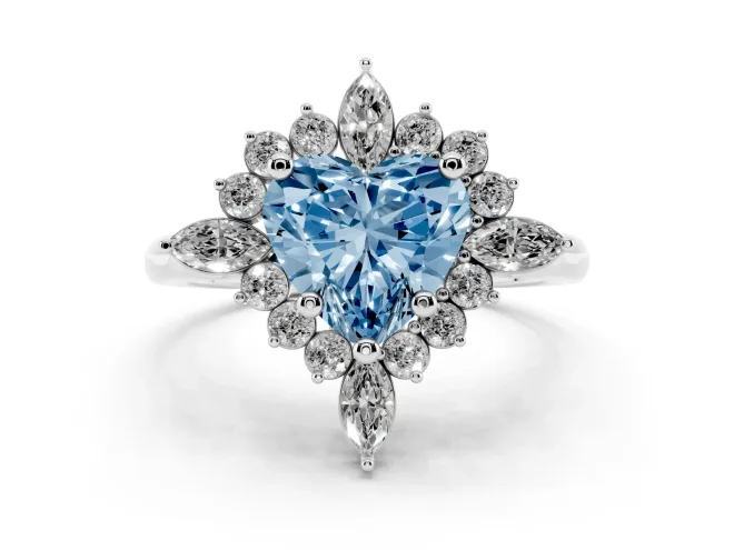 Heart-Shaped Engagement Ring Setting for a Fancy Blue Lab-Grown Diamond | White Gold - Design NV-24790