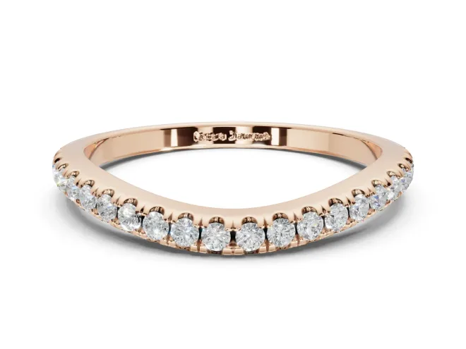 Round Lab-Grown Diamond Pavé Curved Half Eternity Wedding Band | Rounded Edges | Rose Gold