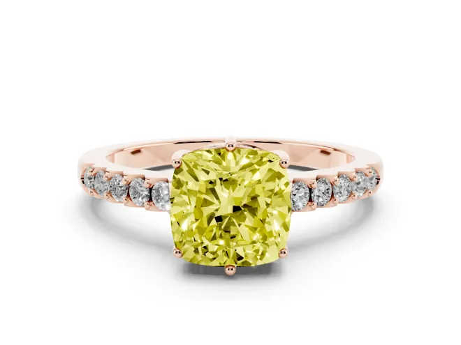 Cushion Cut Engagement Ring Setting for a Fancy Yellow Lab-Grown Diamond | Rose Gold - Design NV-24649