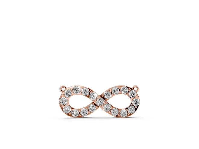 Round Lab-Grown Diamond Pavé Infinity Pendant Necklace | Side Chain Rings | Rose Gold