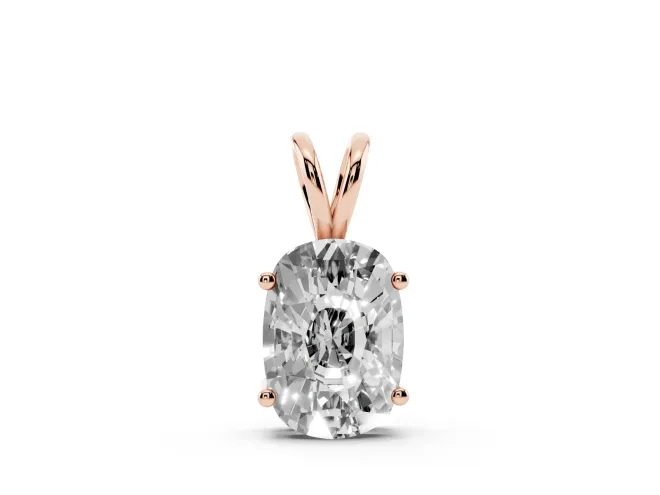Elongated Cushion Lab-Grown Diamond Solitaire Pendant Necklace | Split Bail | Rose Gold