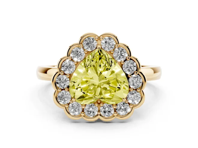 Heart-Shaped Halo Engagement Ring Setting for a Fancy Yellow Lab-Grown Diamond | Yellow Gold - Design NV-24719