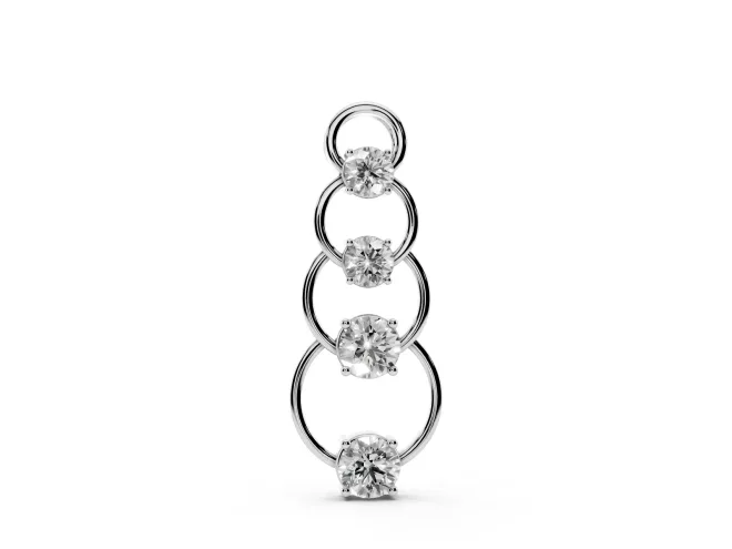 Round Lab-Grown Diamond Linked Circle Drop Pendant Necklace | Plain Wire | Sterling Silver