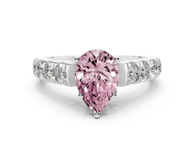 Pear-Shaped Engagement Ring Setting for a Fancy Pink Lab-Grown Diamond | White Gold - Design NV-24643