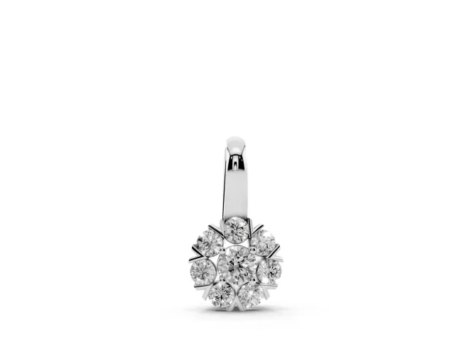 Round Lab-Grown Diamond Floral Cluster Pendant Necklace | Petal Halo | Sterling Silver