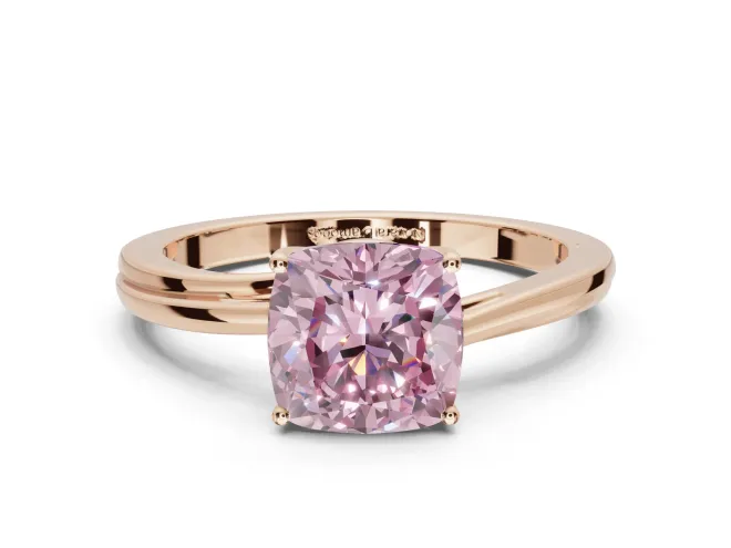Cushion Cut Bypass Solitaire Engagement Ring Setting for a Fancy Pink Lab-Grown Diamond | Rose Gold