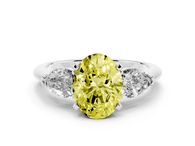Oval 3-Stone Engagement Ring Setting for a Fancy Yellow Lab-Grown Diamond | Sterling Silver