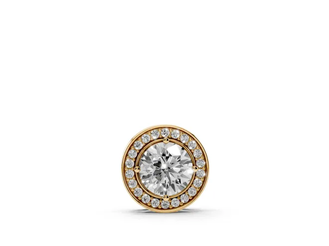 Round Lab-Grown Diamond Halo Pendant Necklace | Hidden Bail | Yellow Gold
