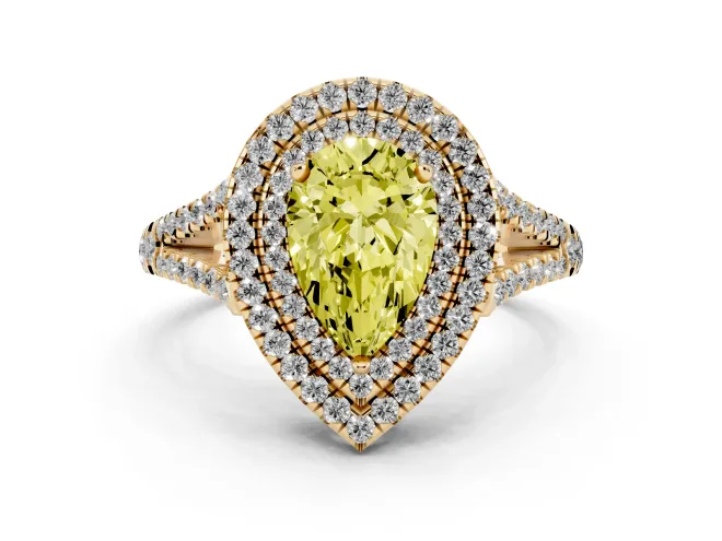 Pear-Shaped Halo Engagement Ring Setting for a Fancy Yellow Lab-Grown Diamond | Yellow Gold - Design NV-24799