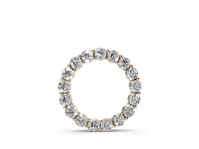 Round Lab-Grown Diamond Circle Pendant Necklace | Small Stones | Yellow Gold