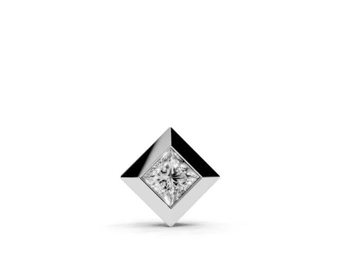 Princess Cut Lab-Grown Diamond Bezel Solitaire Pendant Necklace | Beveled Frame | White Gold