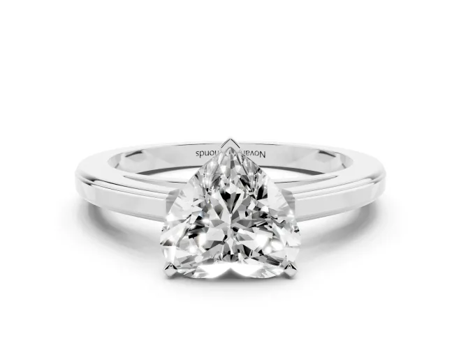 Heart Cut Diamond Solitaire Ring Set in White gold with Prong Setting and Classic Band