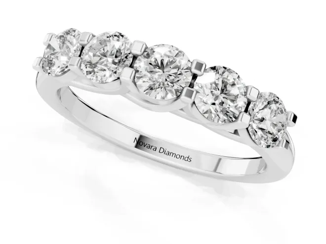 Round Diamond Half Eternity Band Set in Platinum with Prong-Set Stones – second view