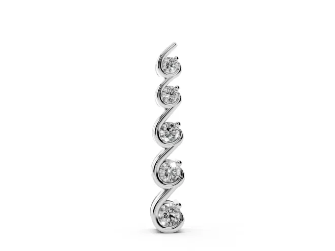 Round Lab-Grown Diamond S-Curve Wire Pendant Necklace | Prong Set | Sterling Silver