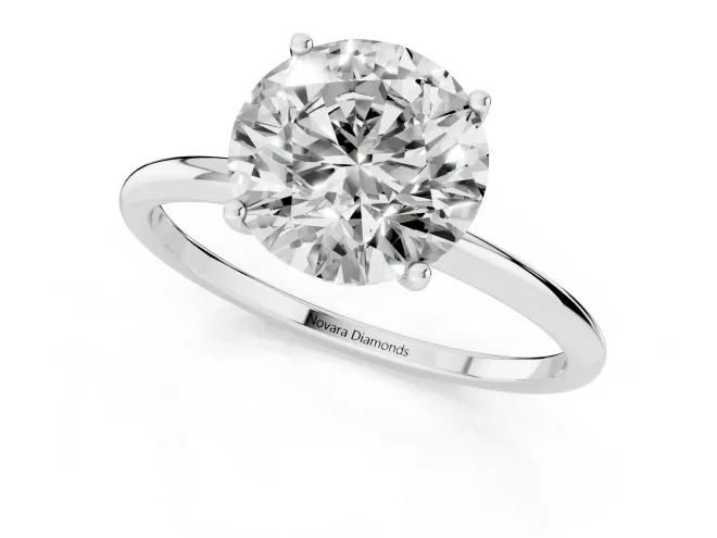 Round Cut Diamond Solitaire Engagement Ring Set in White gold with Thin Band and Prong Setting – second view