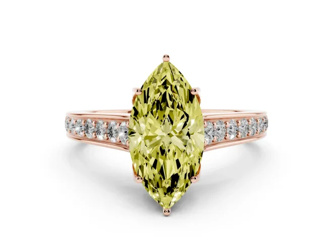 Marquise Graduated Pavé Engagement Ring Setting for a Fancy Yellow Lab-Grown Diamond | Rose Gold