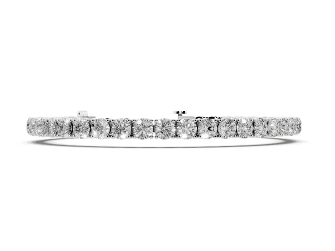 Round Lab-Grown Diamond In-Line Tennis Bracelet | Shared Prongs | Sterling Silver