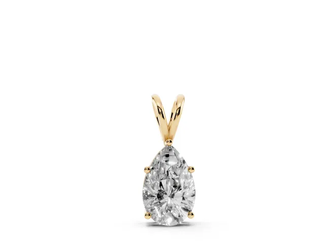 Pear-Shaped Lab-Grown Diamond Solitaire Pendant Necklace | Split V Bail | Yellow Gold