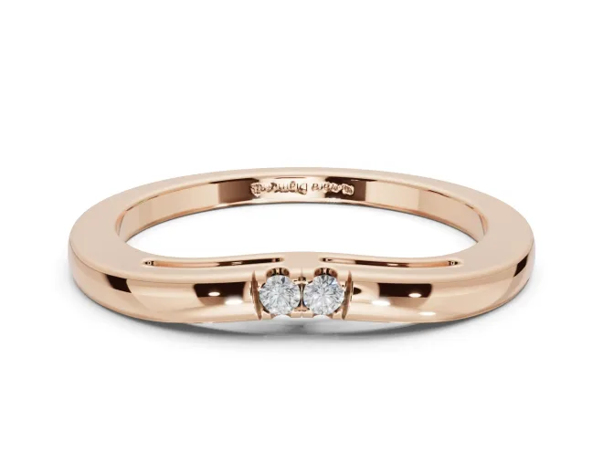 Round Lab-Grown Diamond Toi et Moi Curved Wedding Band | Side Slot Cut-Outs | Rose Gold