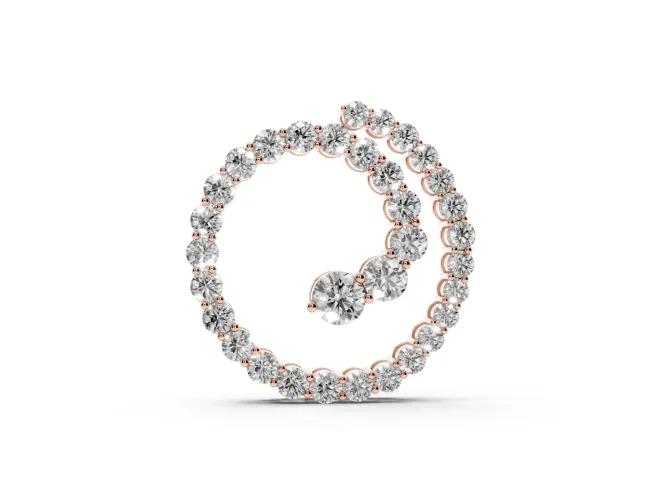 Round Lab-Grown Diamond Spiral Pendant Necklace | Two-Point Chain | Rose Gold