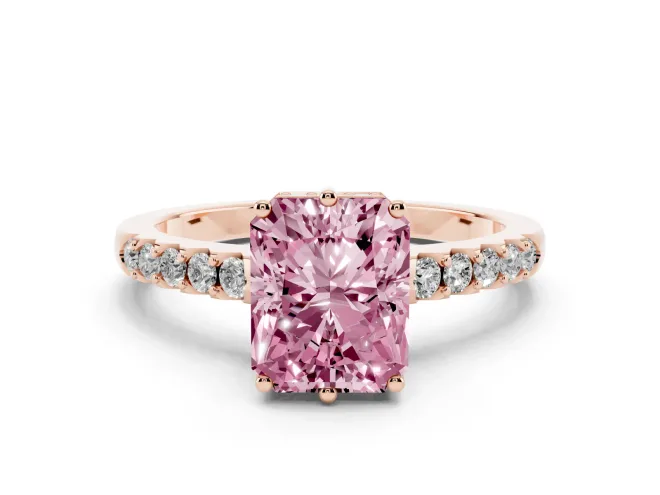 Radiant Cut Engagement Ring Setting for a Fancy Pink Lab-Grown Diamond | Rose Gold - Design NV-24649