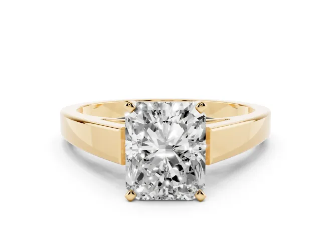 Radiant Cut Cathedral Solitaire Engagement Ring Setting | Tapered Band | Yellow Gold