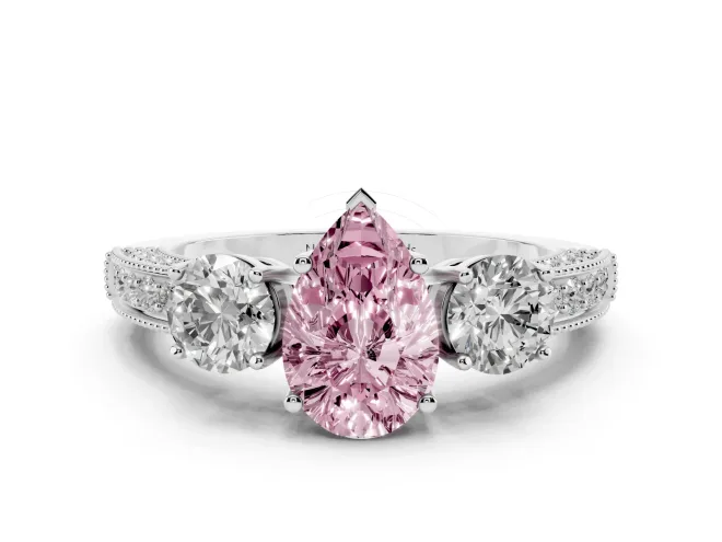 Pear-Shaped Engagement Ring Setting for a Fancy Pink Lab-Grown Diamond | Sterling Silver - Design NV-24907