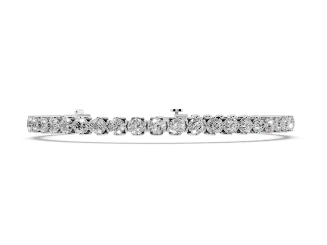 Round Lab-Grown Diamond Tennis Bracelet | Compass Basket Prongs | Sterling Silver