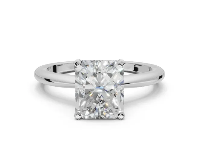 Radiant Cut Solitaire Engagement Ring Setting | Tapered Plain Band | White Gold
