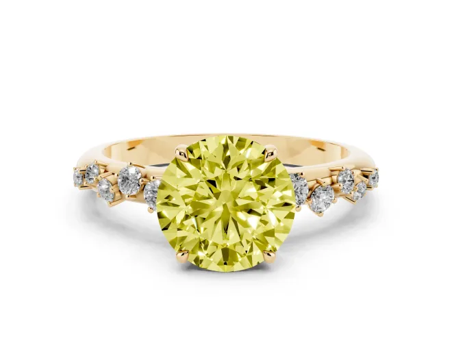 Round Graduated Solitaire Engagement Ring Setting for a Fancy Yellow Lab-Grown Diamond | Yellow Gold