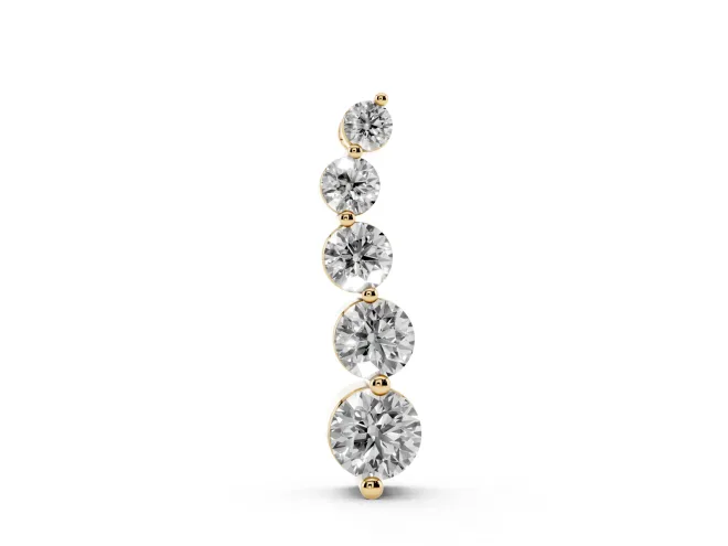 Round Lab-Grown Diamond Graduated Drop Pendant Necklace | Hidden Bail | Yellow Gold