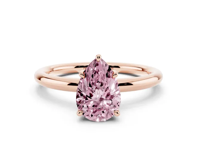 Pear-Shaped Hidden Halo Ring Setting for a Fancy Pink Lab-Grown Diamond | Rose Gold