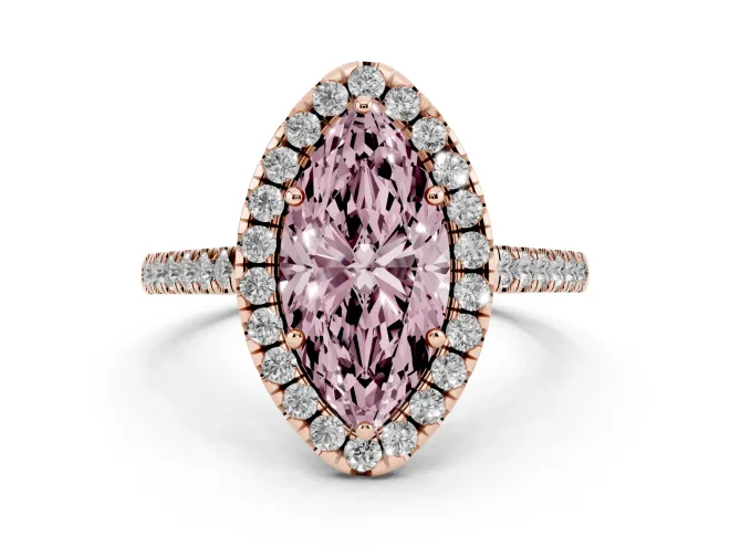 Marquise Raised Halo Engagement Ring Setting for a Fancy Pink Lab-Grown Diamond | Rose Gold