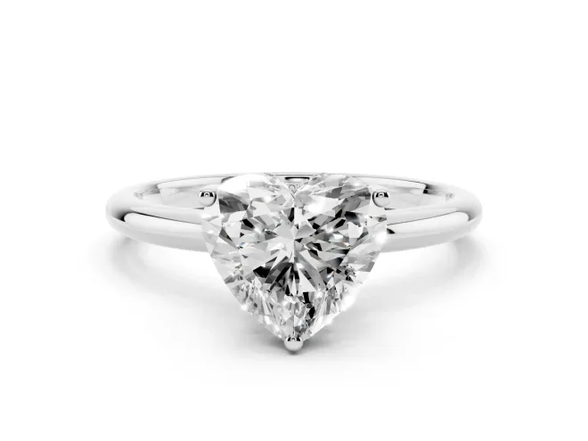 Heart-Shaped Micro-Prong Hidden Halo Engagement Ring Setting | Plain Band | White Gold