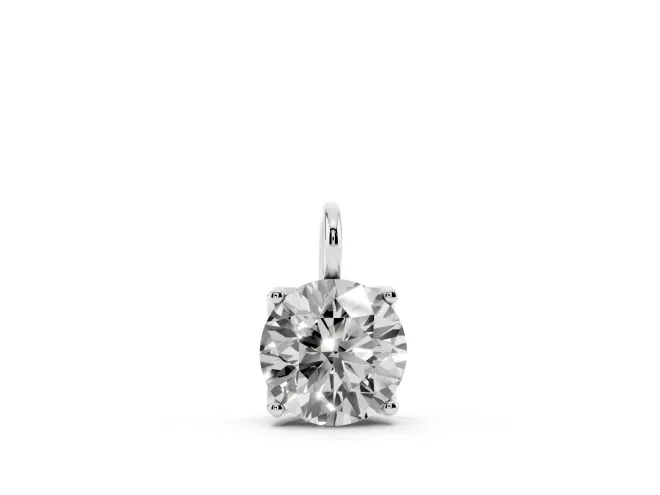 Round Lab-Grown Diamond Solitaire Pendant Necklace | Open Prong Head | Sterling Silver
